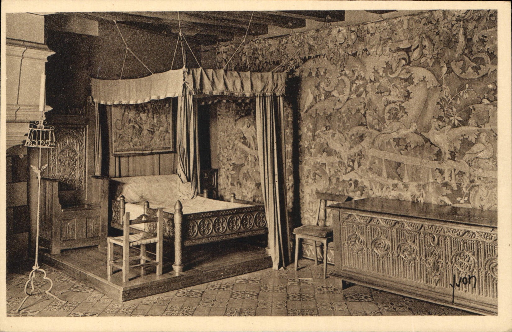 CPA Chateau de Langeais XV Chambre a Coucher Tapisserie du XV siecle 