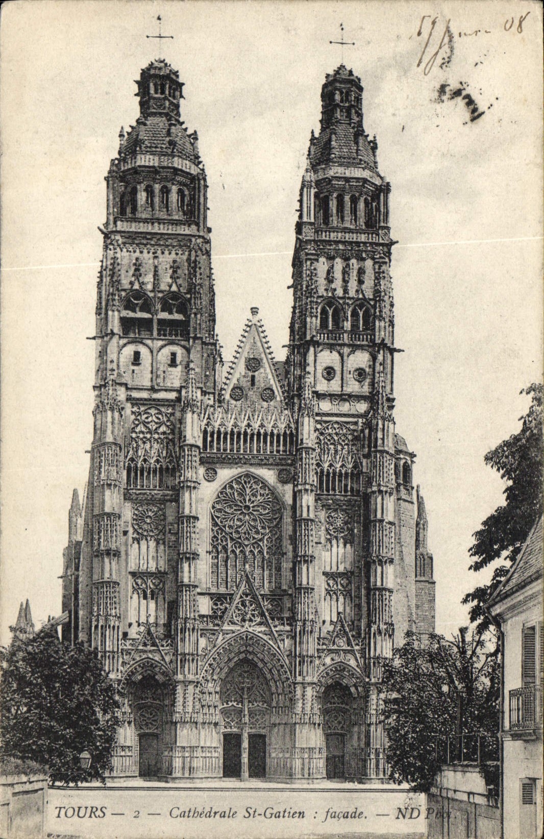 CPA Tours Cathedrale St Gatien Facade 