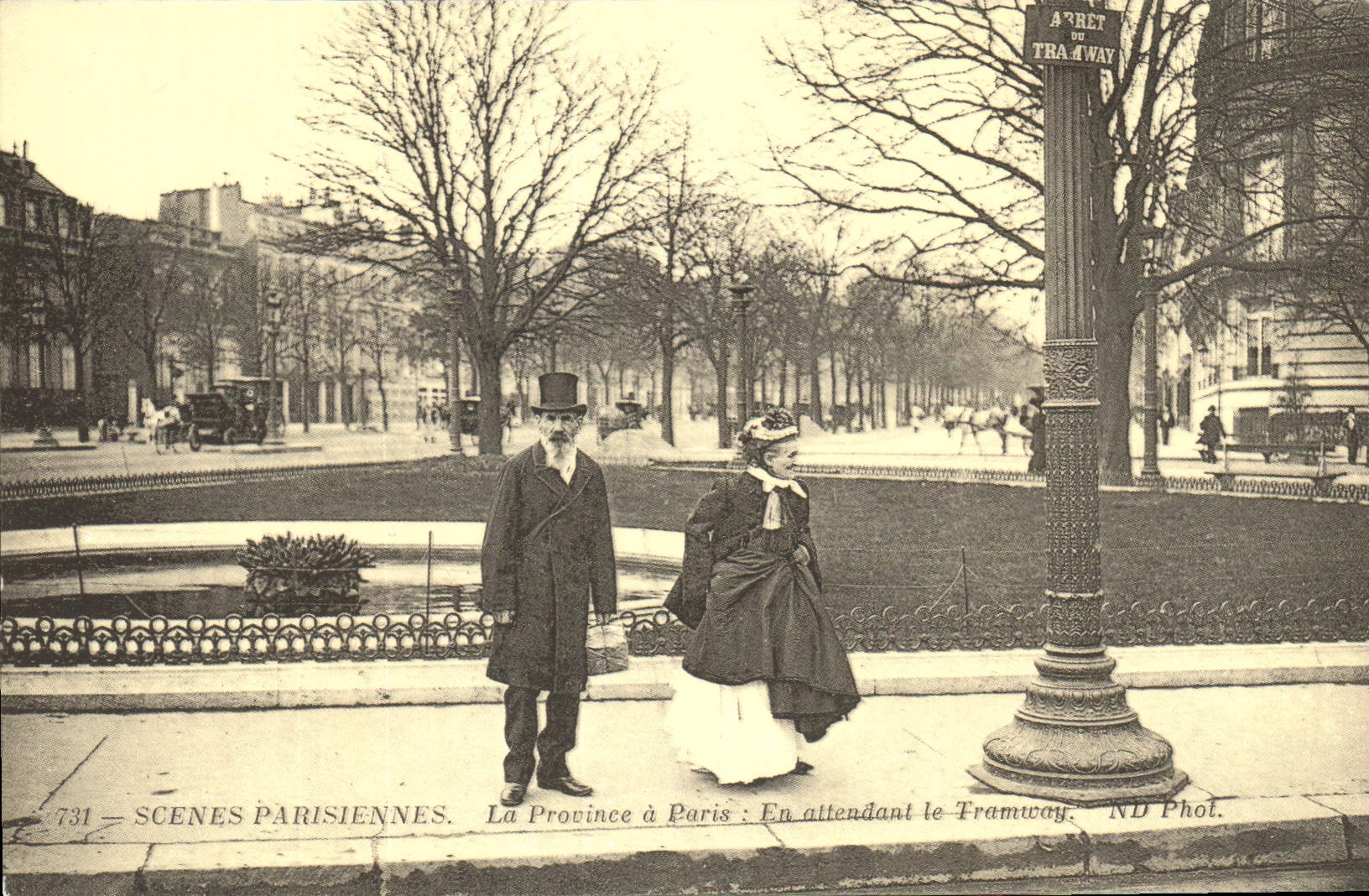 REPRO Scenes Parisiennes la Pravinces a Paris en attendant le Tramway