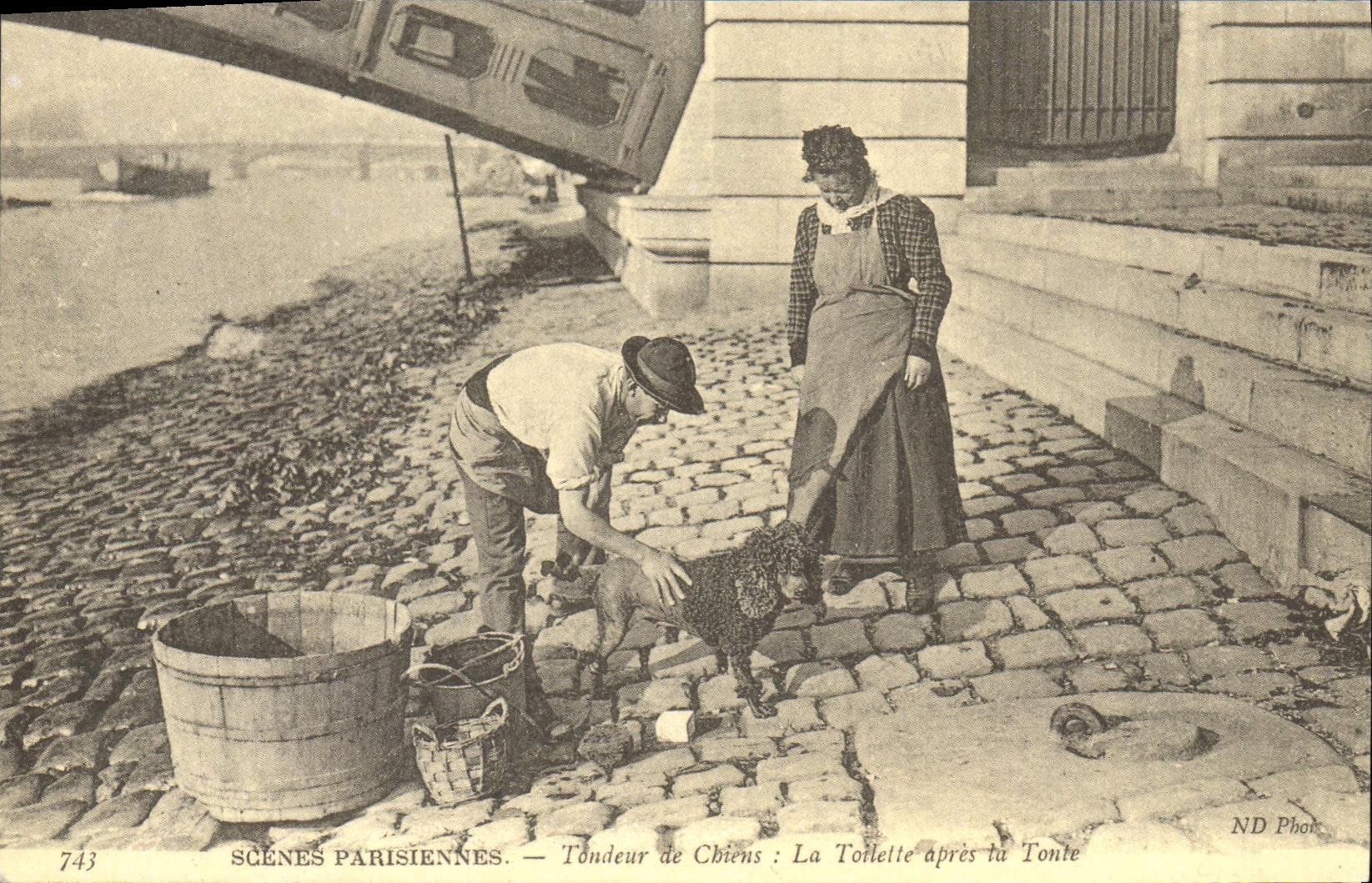 REPRO Scenes Parisienne Tondeur de Chiens la Tollette apres la Toure