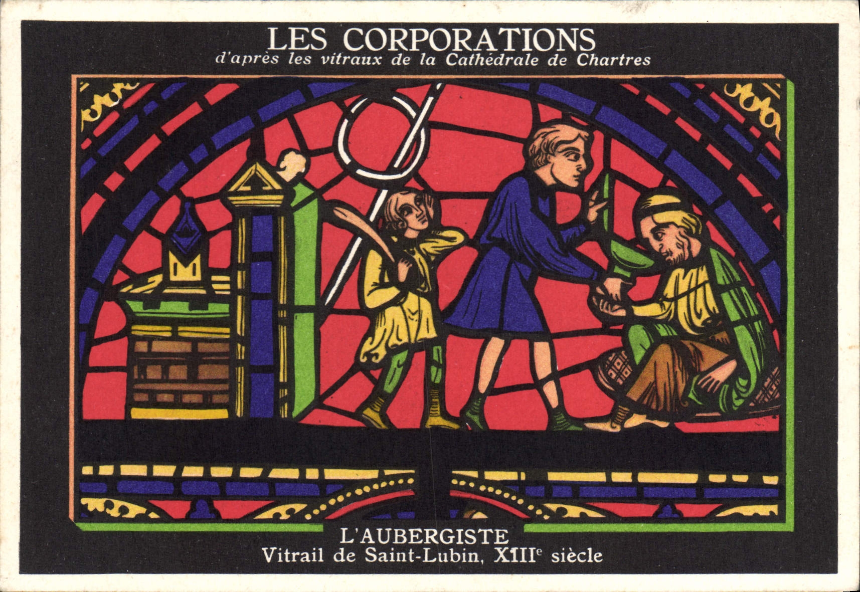 CPA Les Corporations d'apres les vitraux de la Cathedrale de Chartres L'Aubergiste Vitrail de Saint