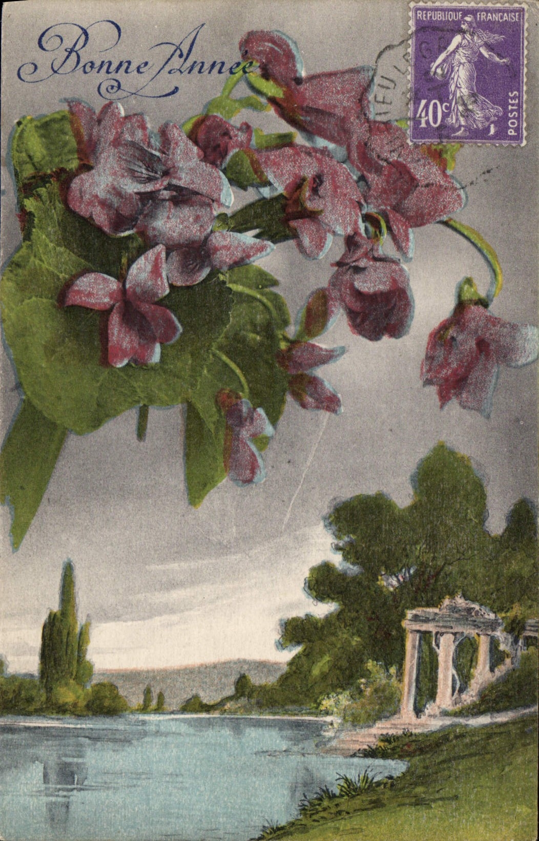 CPA Bonne Annee Fleurs