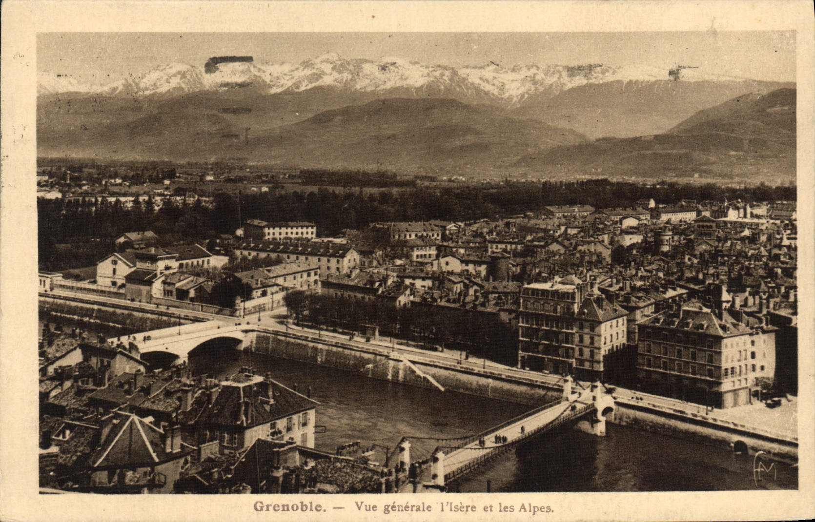 CPA Grenoble Vue generale L'Isere et les Alpes 