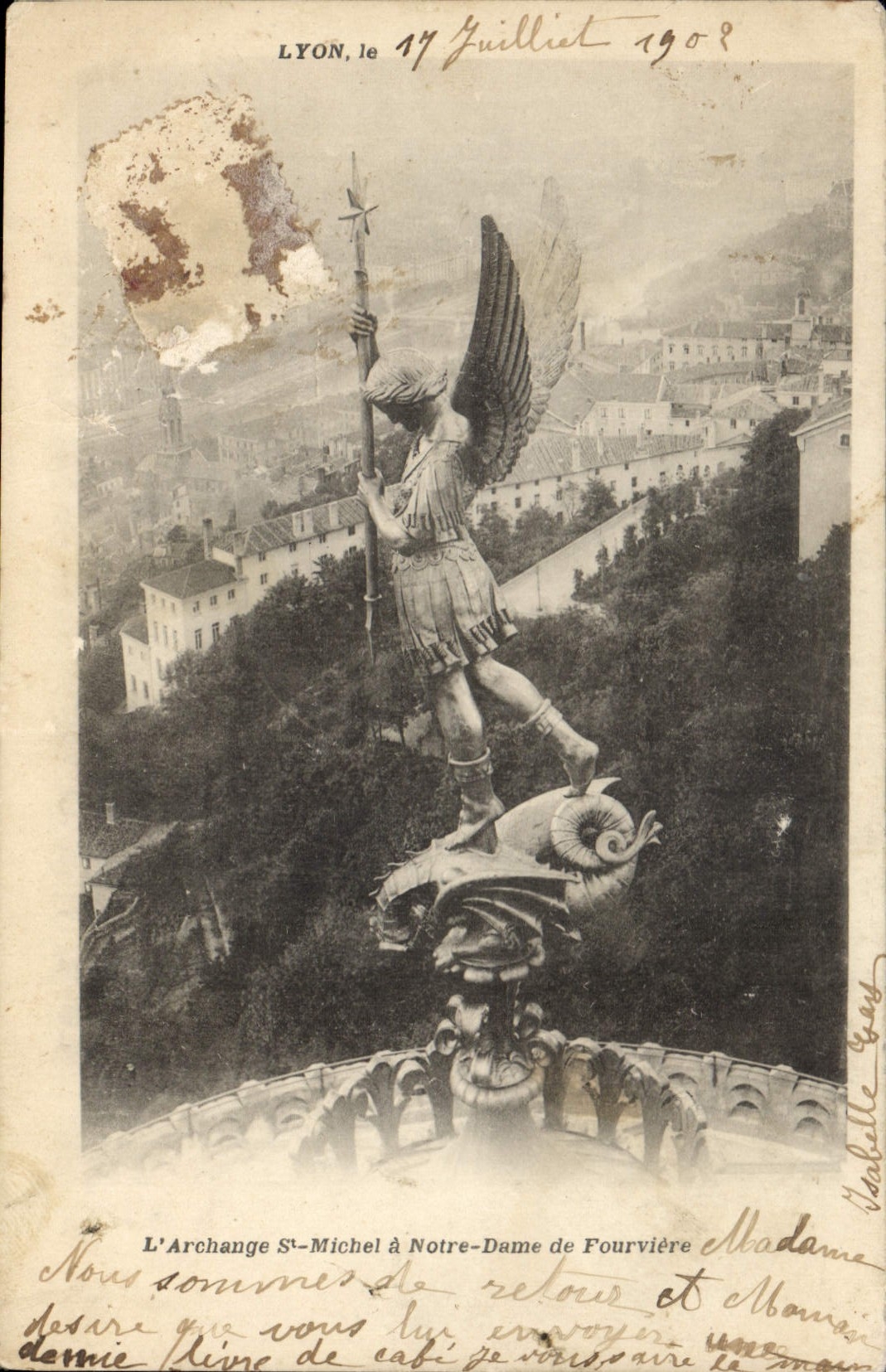 CPA Lyon L'Archange St Michel a Notre Dame de Fourviere 