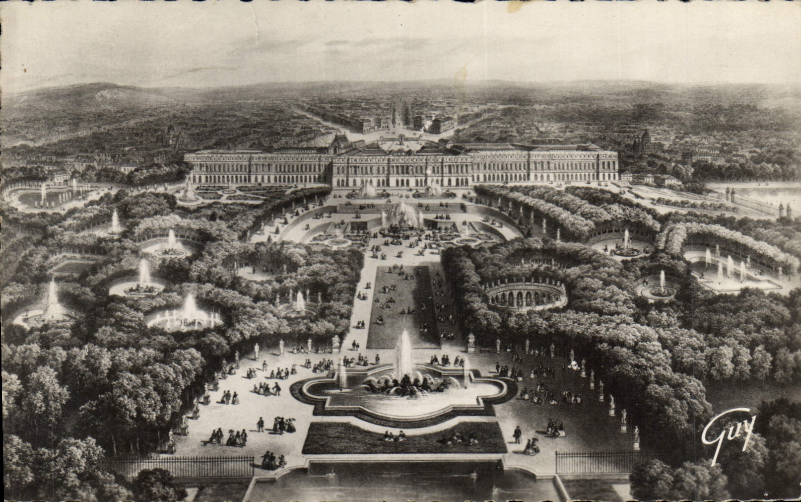 CPA Versailles et ses Merveilles Vue generale sur le Parc et le Chateau 