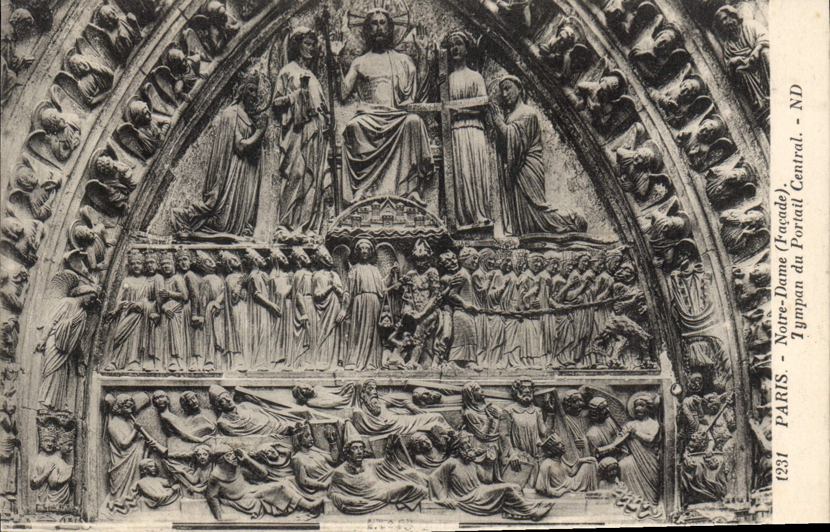 CPA Paris Notre Dame Facade Tympan du Portail Central