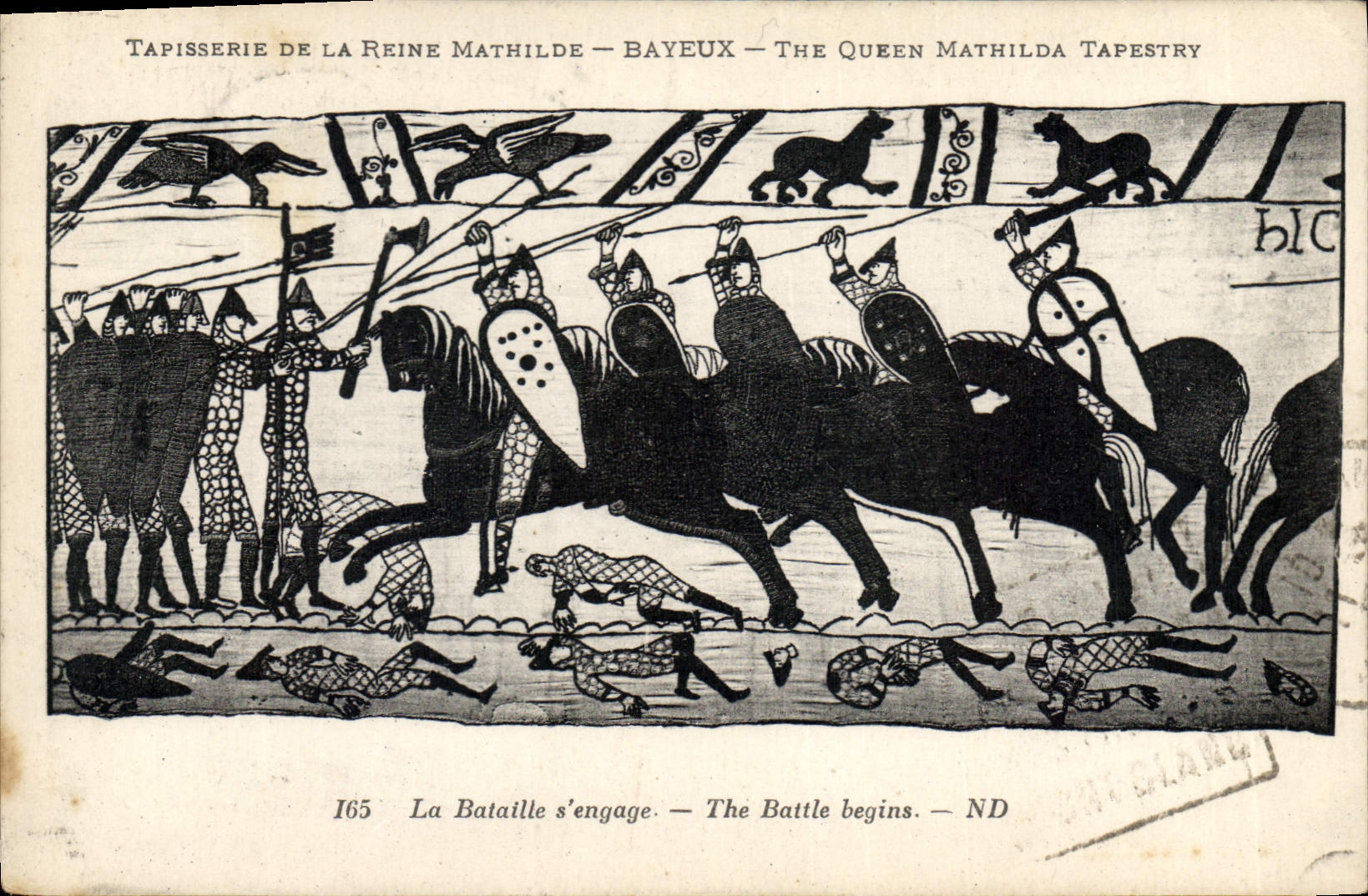 CPA Tapisserie de la Reine Mathilde Bayeux La Bataille s'engage