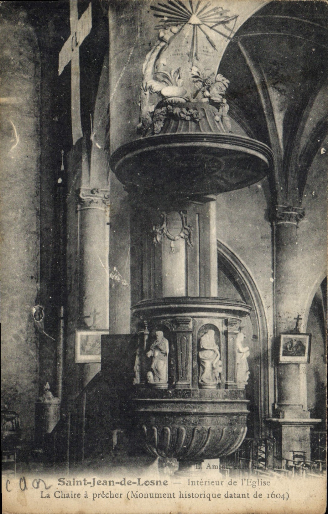 CPA Saint Jean de Losne Interieur de l'Eglise La Chaire a Precher 