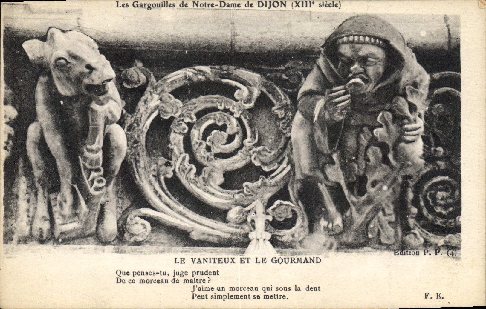 CPA Les Gargouilles de Notre Dame de Dijon Le Vaniteux et le Gourmand 