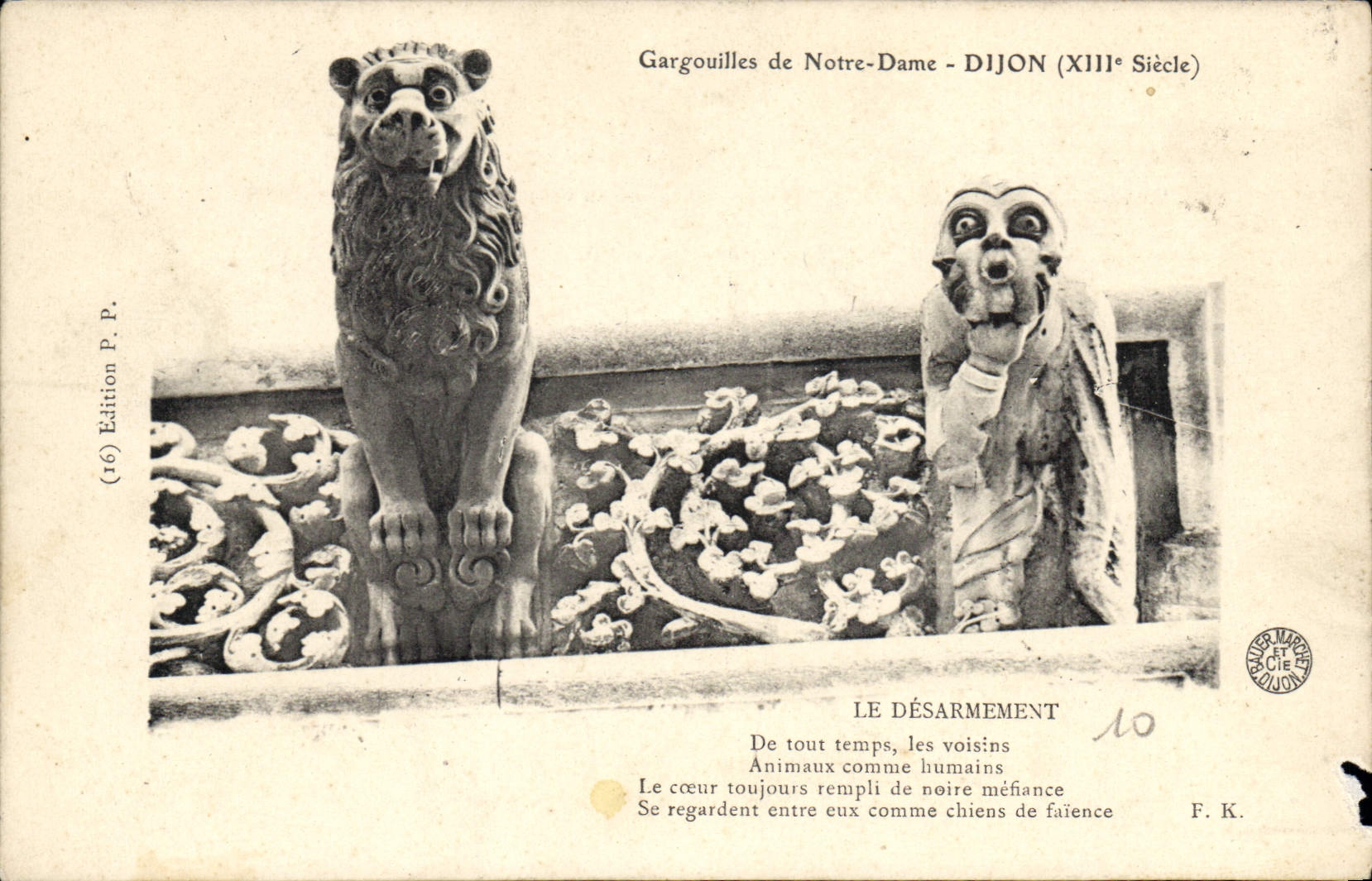 CPA Gargouilles de Notre Dame Dijon Le Desarmement 
