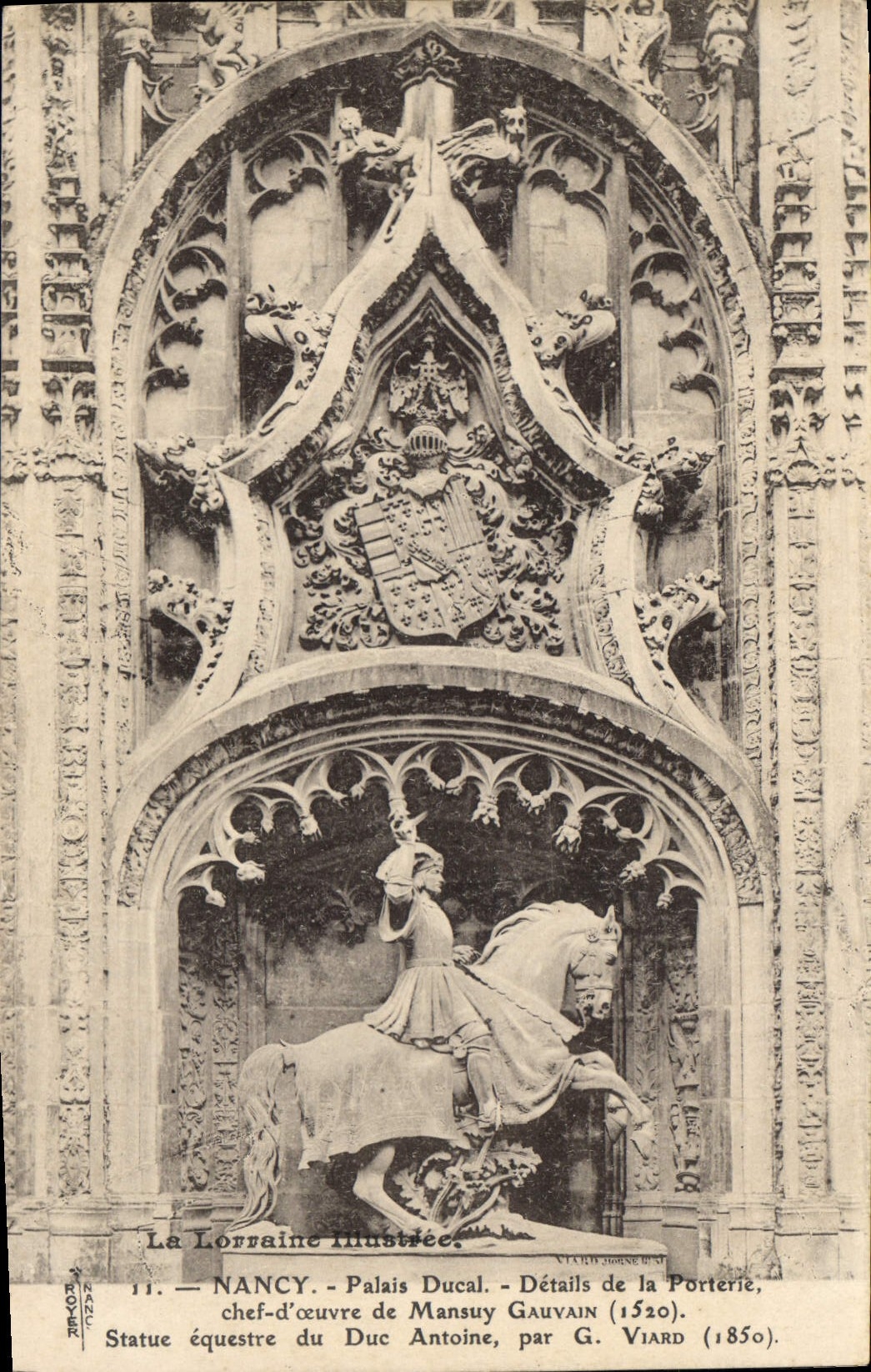 CPA Nancy Palais Ducal Statue equestre du Duc Antoine Detail de la Porterie 