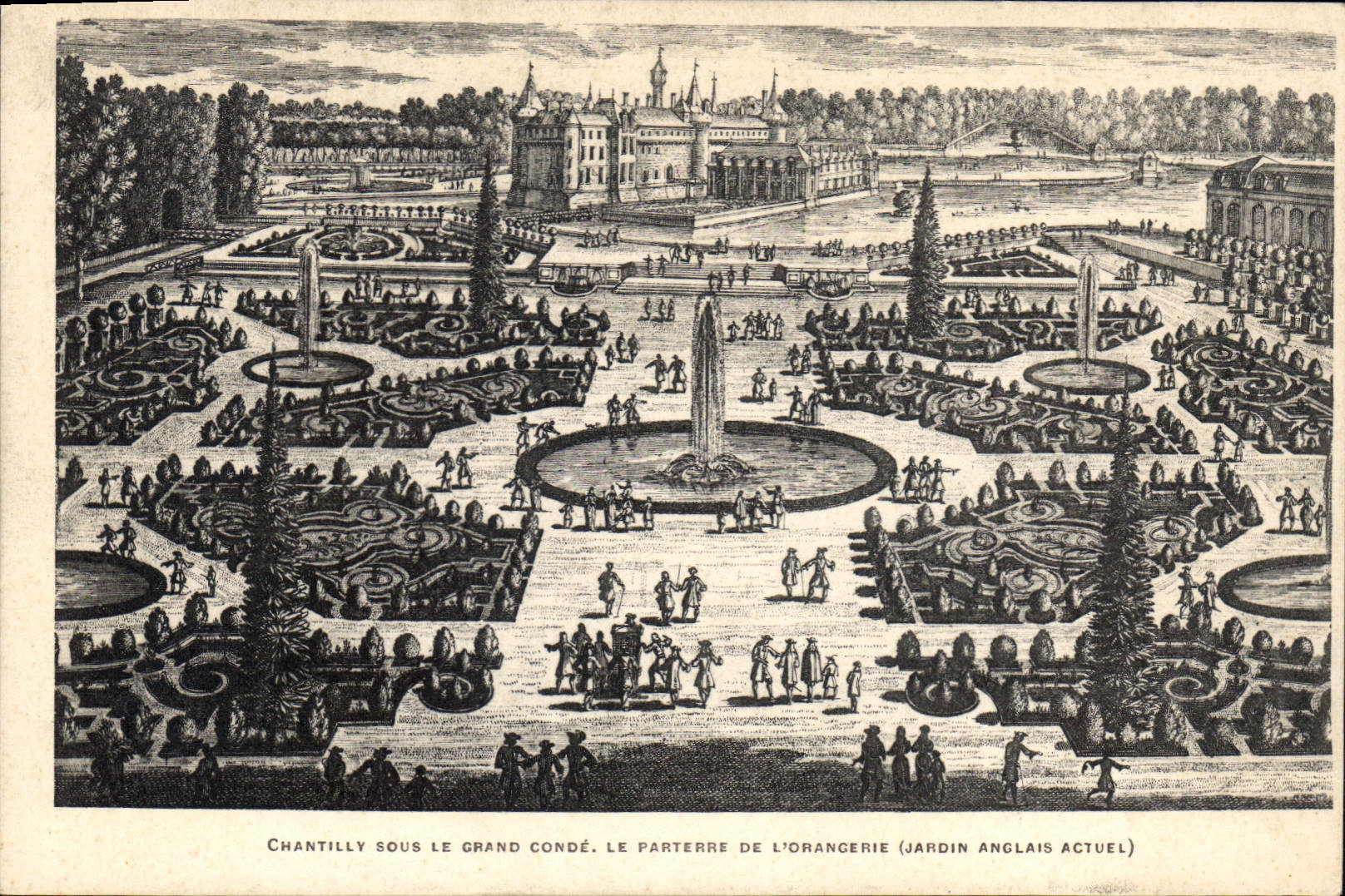 CPA Chantilly sous le grand Conde Le Parterre de l'Orangerie Jardin anglais actuel 