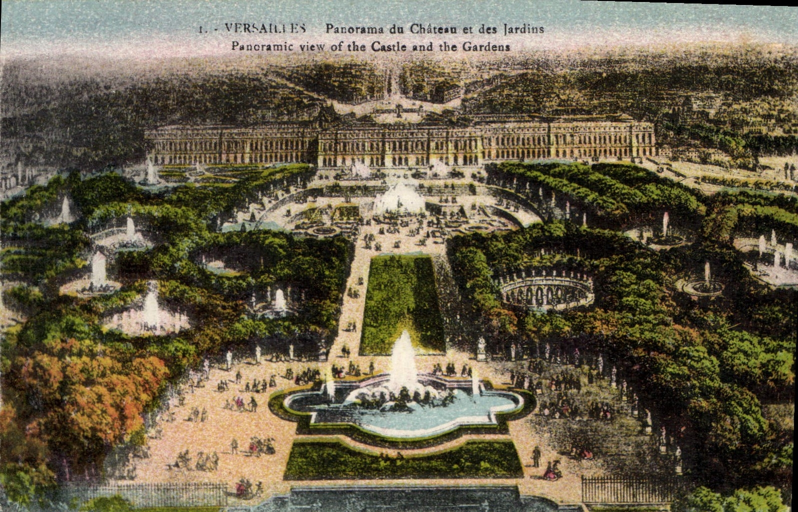 CPA Versailles Panorama du Chateau et des Jardins