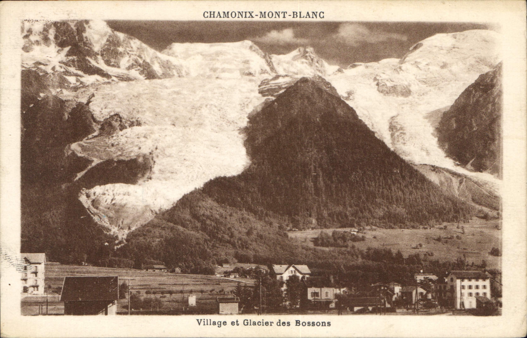 CPA Chamonix Mont Blanc Village et Glacier des Bossons 