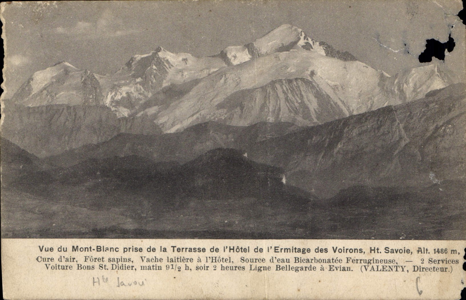 CPA Vue du Mont Blanc prise de la Terrasse de l'Hotel de l'Ermitage des Voirons 