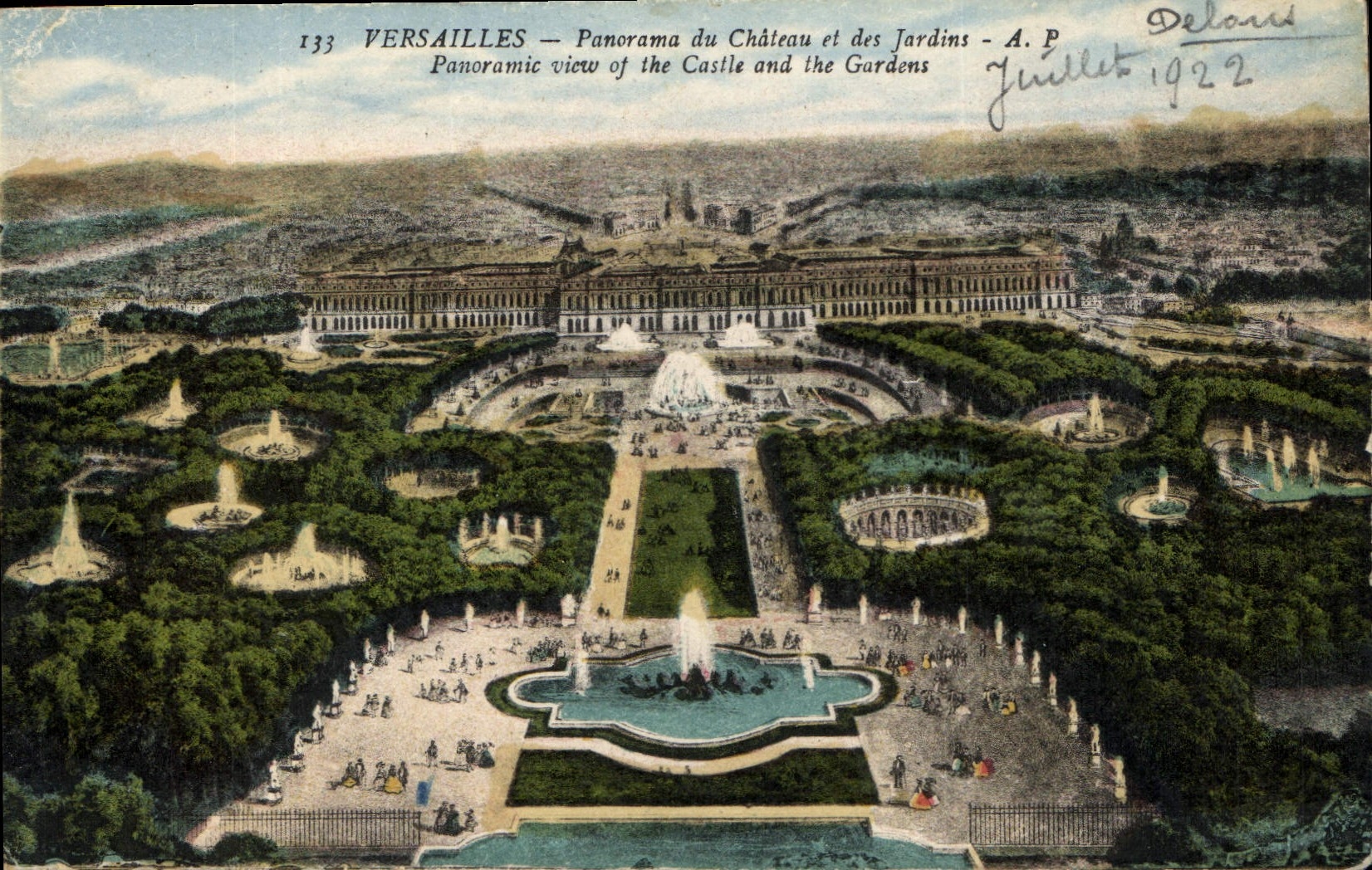 CPA Versailles Panorama du Chateau et des Jardins 