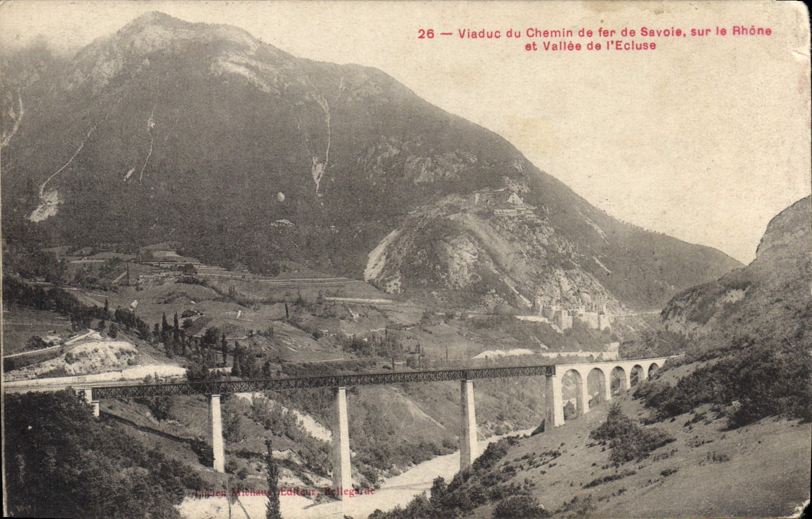 CPA Viaduc du Chemin de fer de Savoie sur le Rhone et Vallee de l'Ecluse 