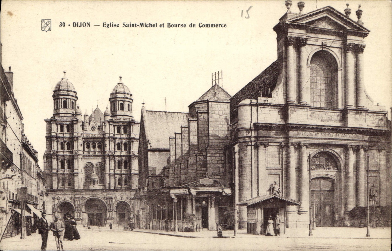 CPA Dijon Eglise Saint Michel et Bourse du Commerce 
