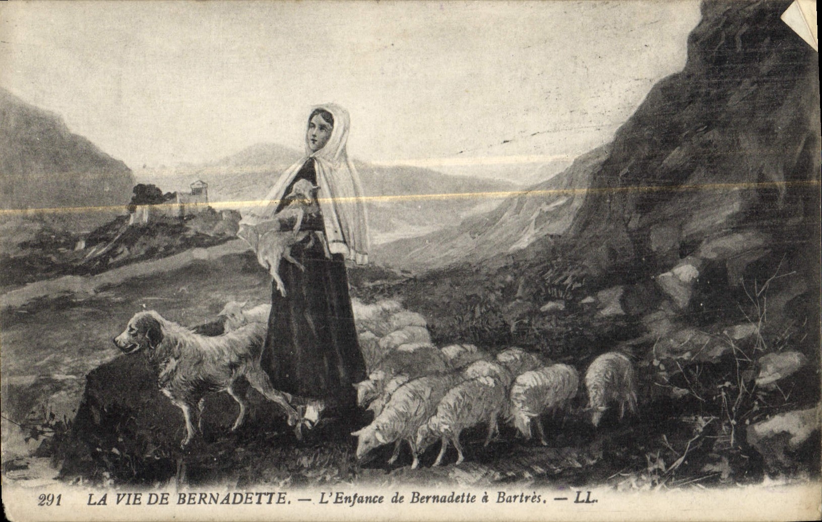 CPA La Vie de Bernadette L'Enfrance de Bernadette a Bartres Chien Moutons