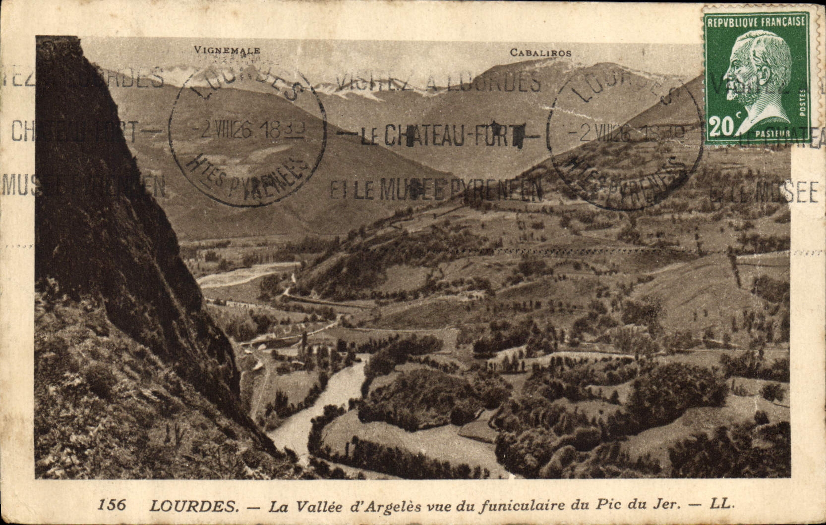 CPA Lourdes La Vallee d'Argeles vue du funiculaire du Pic du Jer 