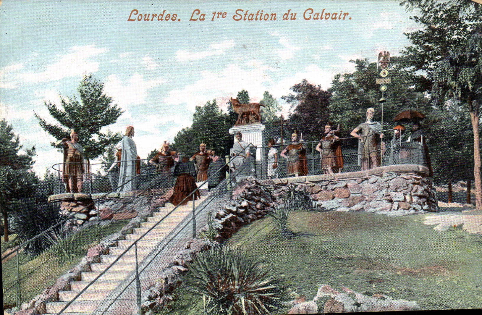 CPA Lourdes La 1re Station du Calvair 
