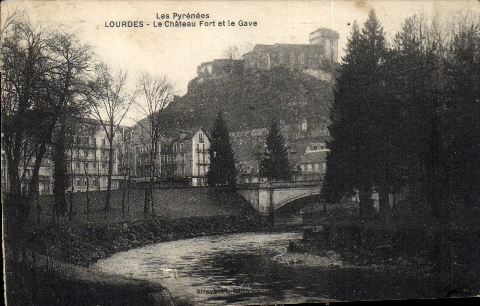 CPA Lourdes Le Chateau Fort et le Gave 