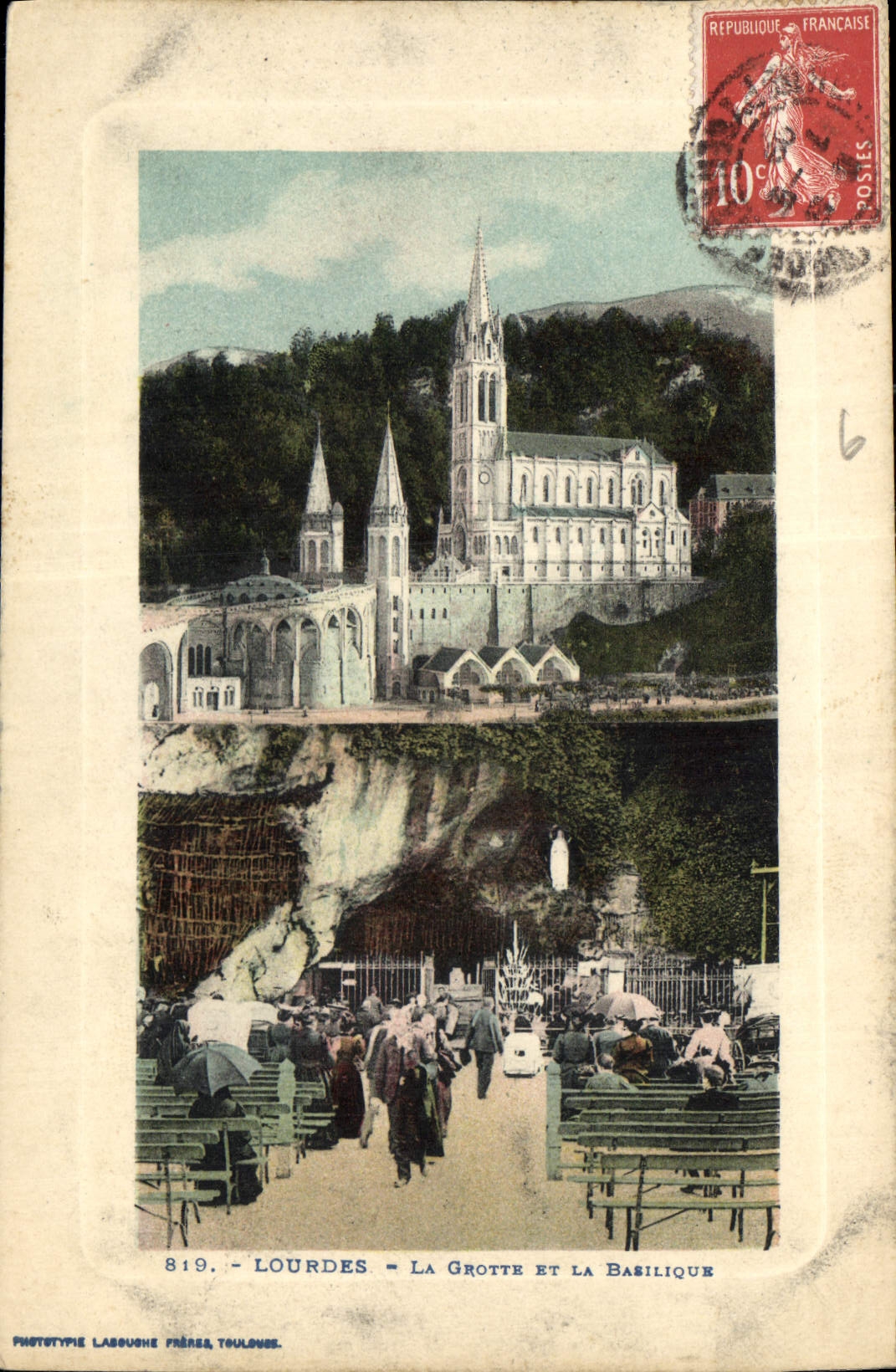 CPA Lourdes La Grotte et la Basilique 