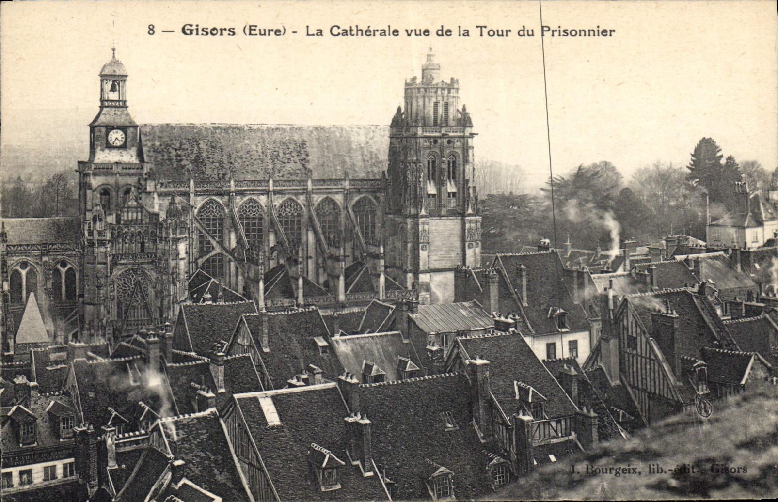 CPA Gisors Eure La Cathedrale vue de la Tour du Prisonnier