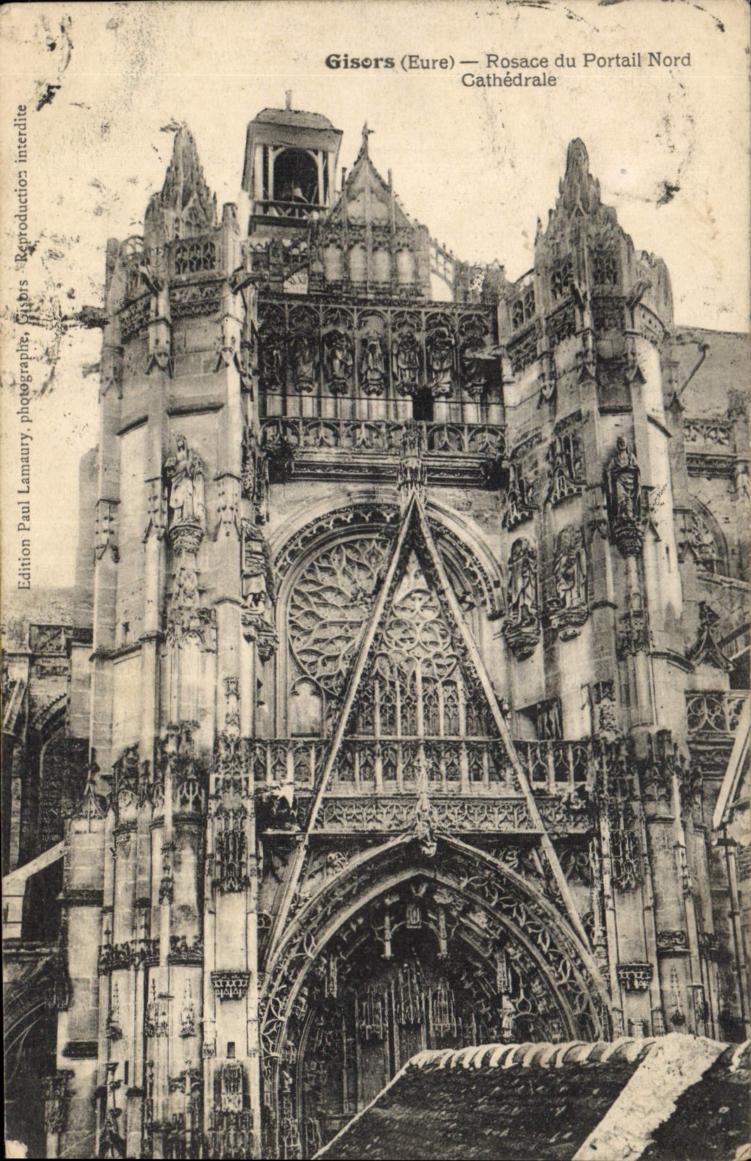 CPA Gisors Eure Rosace du Portail Nord Cathedrale 