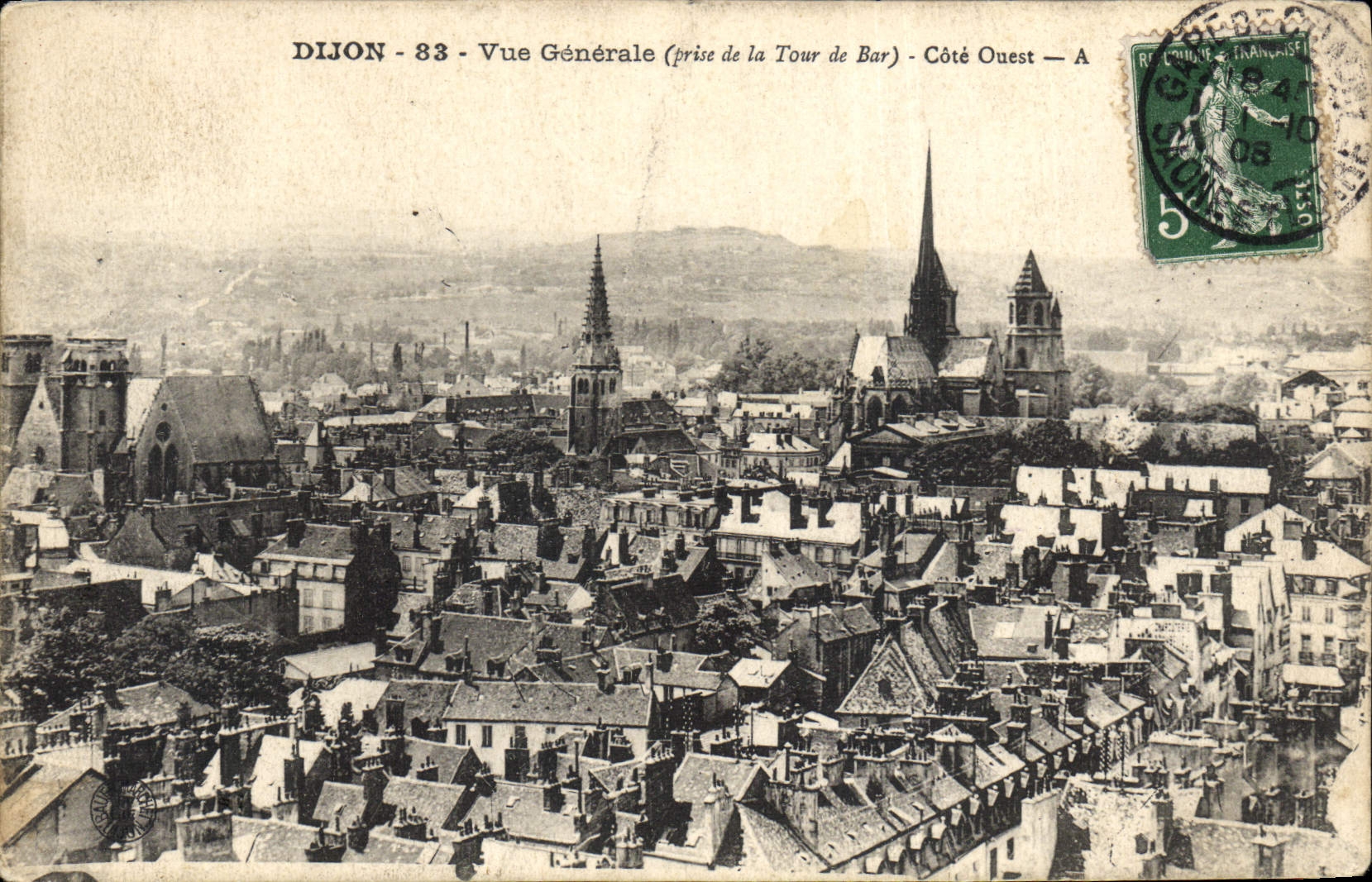 CPA Dijon Vue Generale prise de la Tour de Bar Cote Ouest 