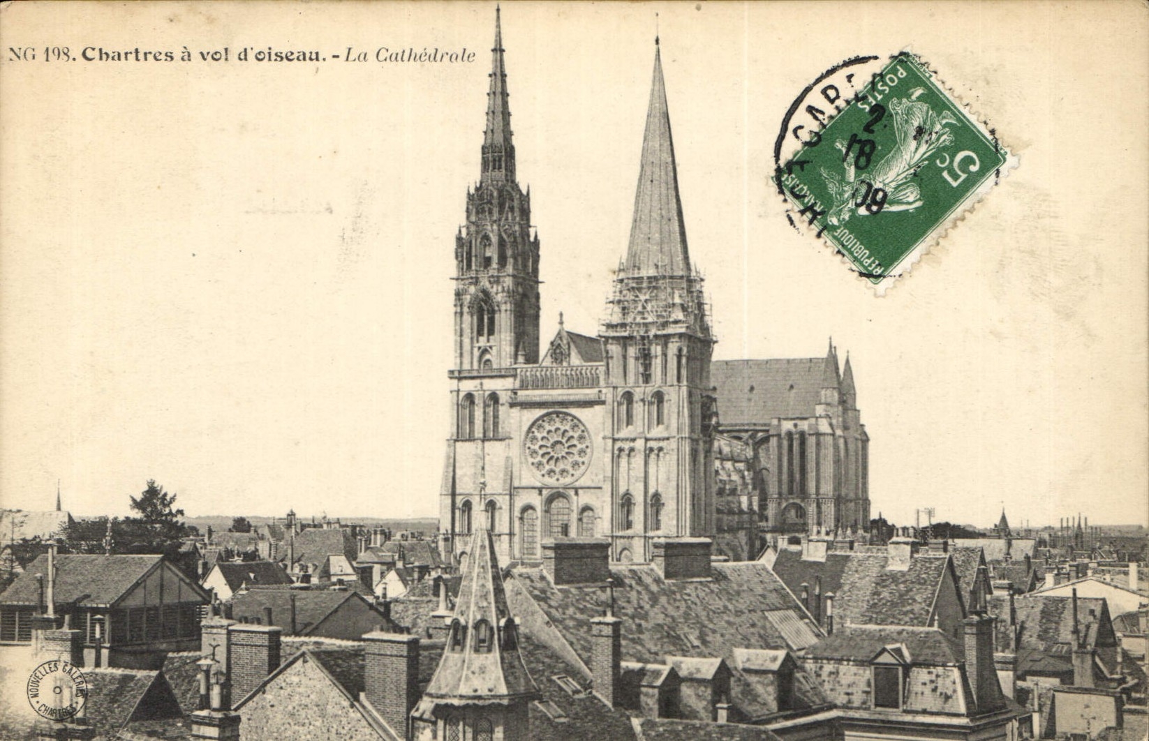 CPA Chartres a vol d'oiseau La Cathedrale 