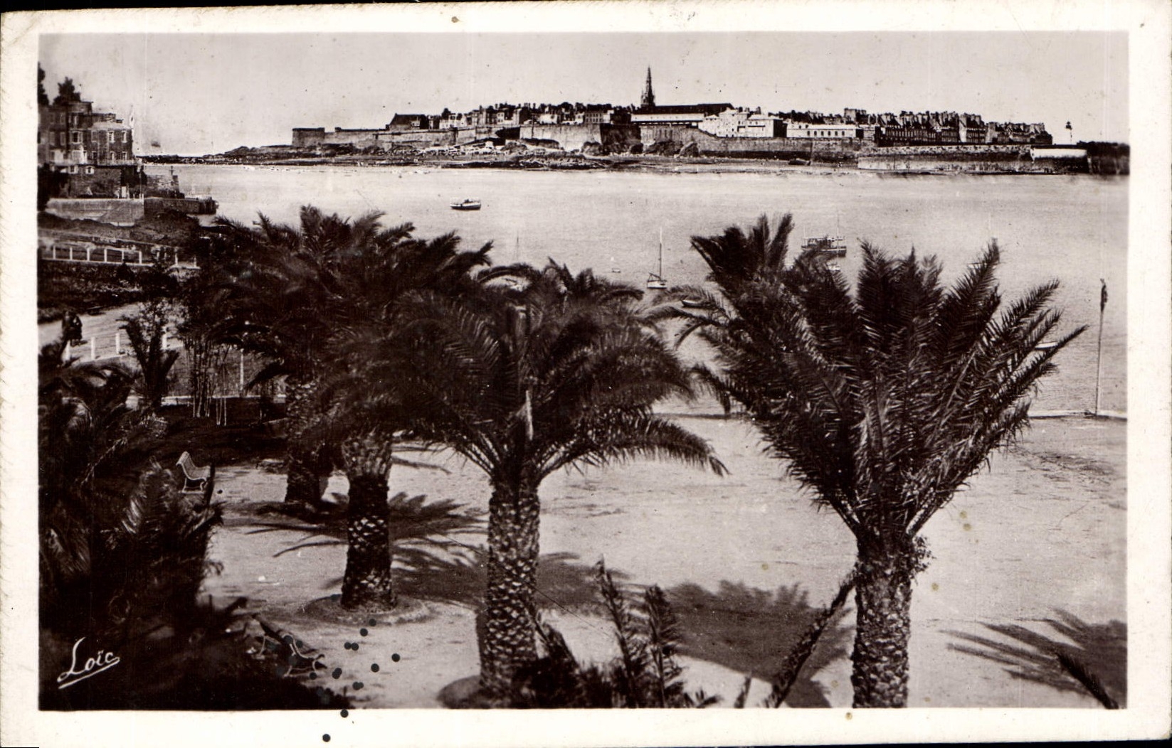 CPA Dinard La Palmeraie dans le lointain Saint Malo 