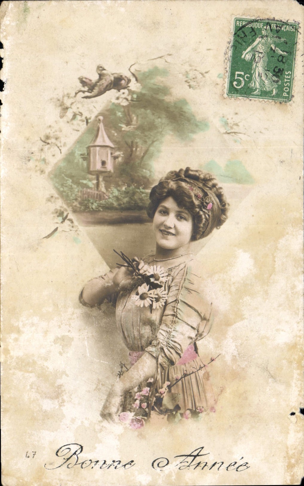 CPA Bonne Annee Femme