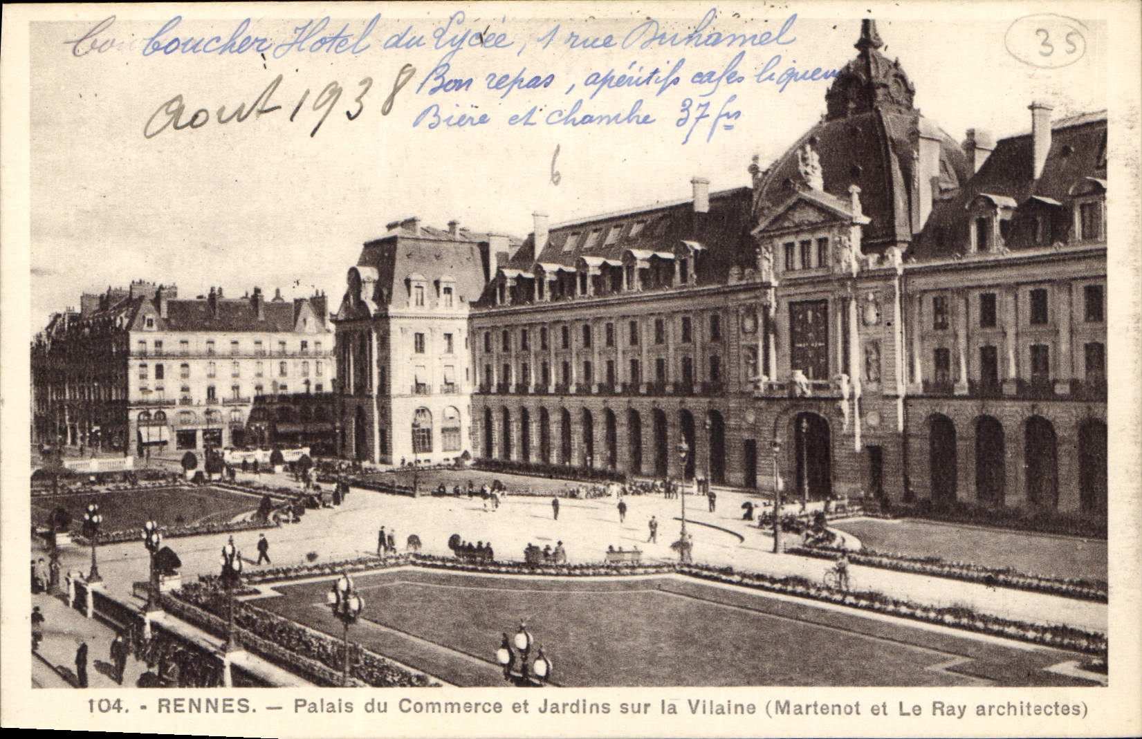 CPA Rennes Palais du Commerce et Jardins sur la Villaine 