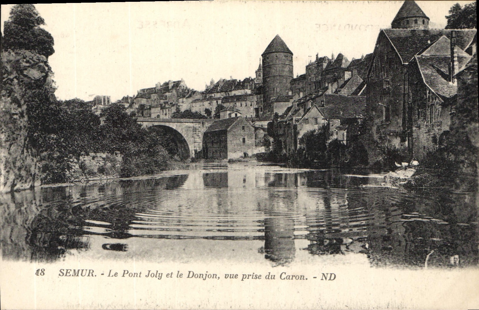 CPA Semur Le Pont Joly et le Donjon vue prise du Caron