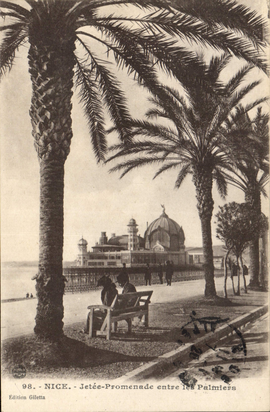 CPA Nice Jetee Promenade entre les Palmiers
