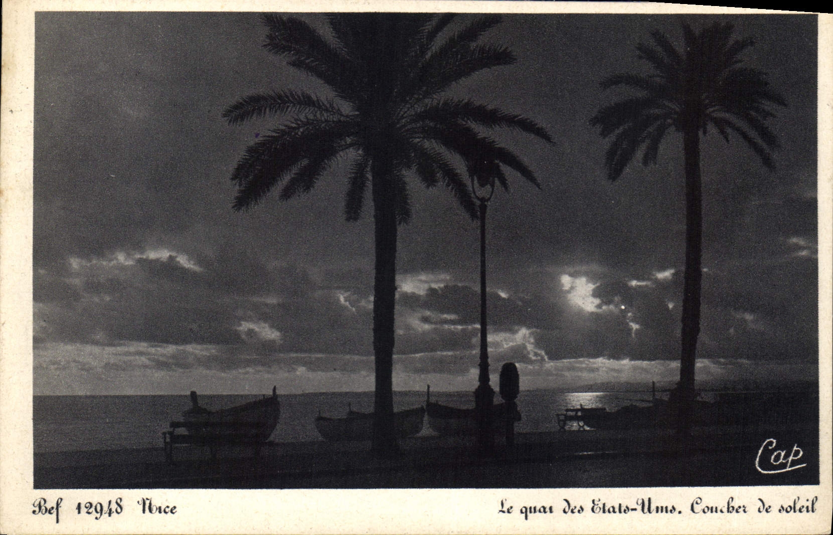 CPA Nice Le quai des Etats Unis Coucher de soleil