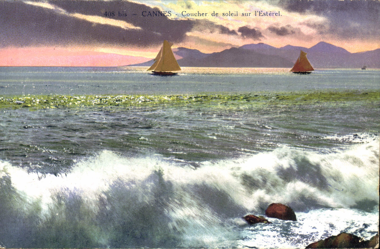 CPA Cannes Coucher de soleil sur l'Esterel