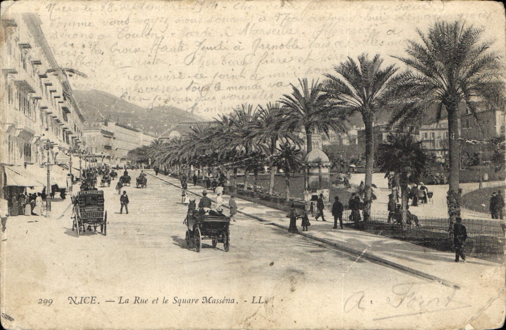 CPA Nice La Rue et le Square Massena 