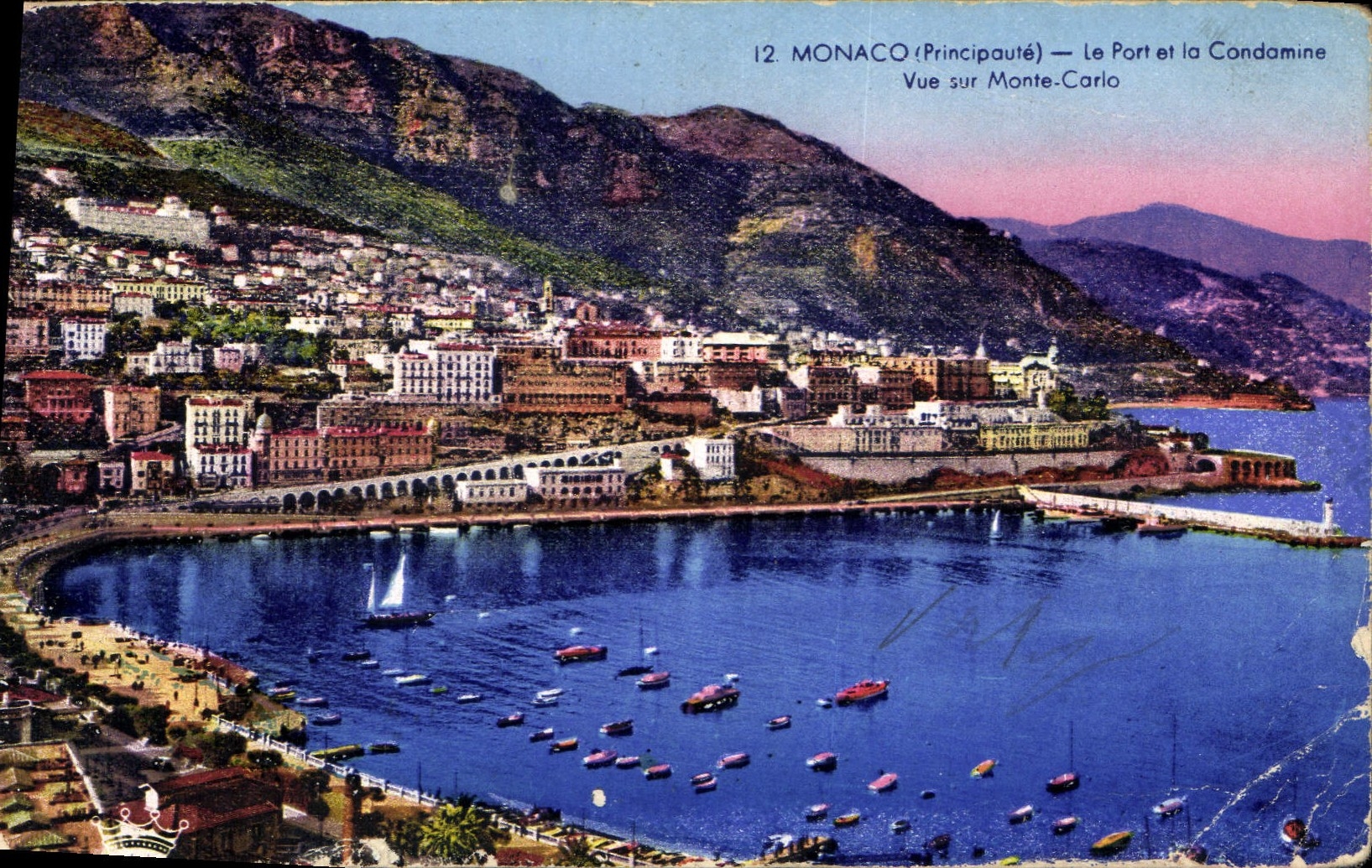 CPA Monaco Principaute Le Port et la Condamine Vue sur Monte Carlo 