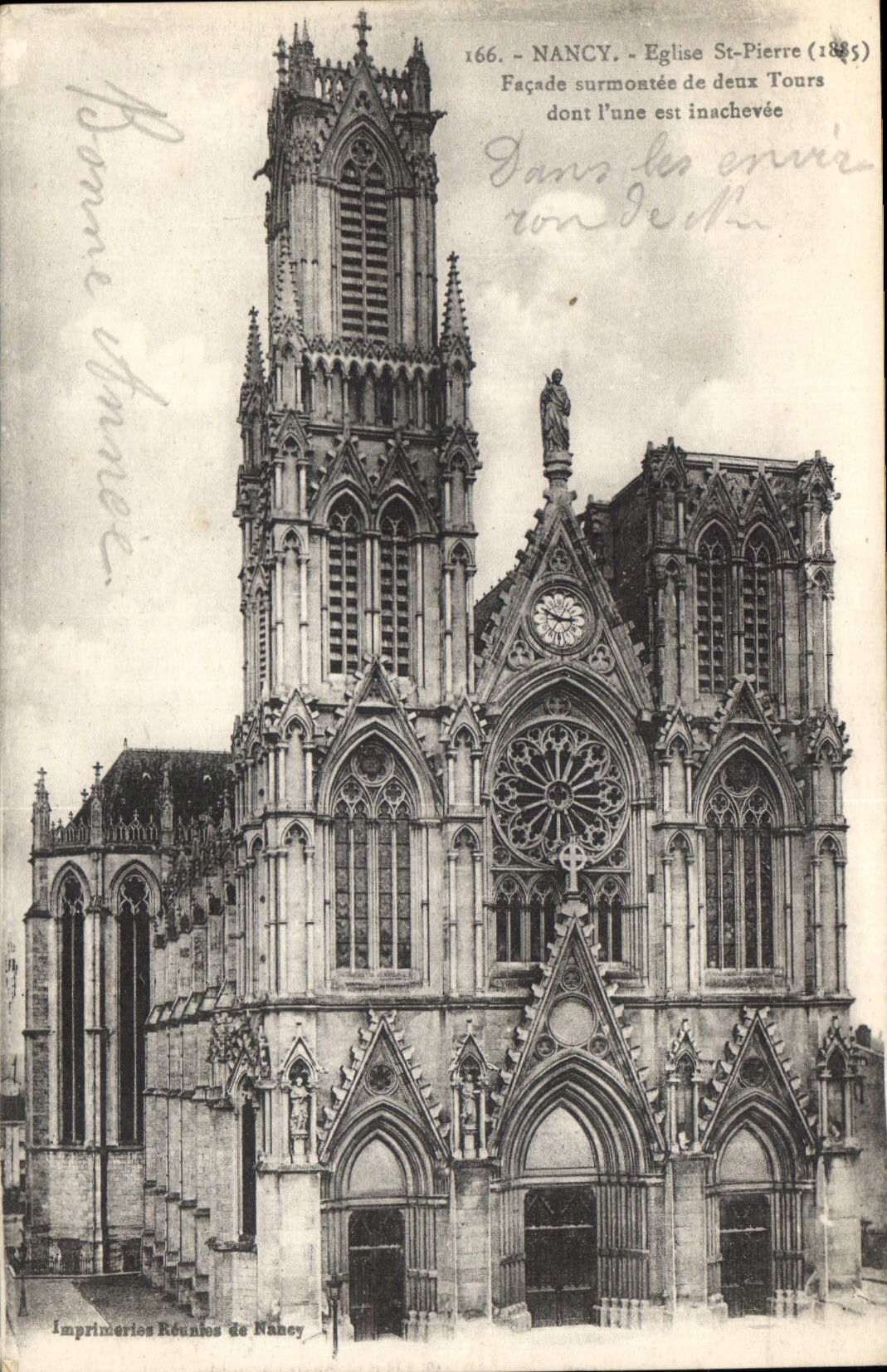 CPA Nancy Eglise St Pierre Facade surmontee de deux Tours dont 'une est inachevee 