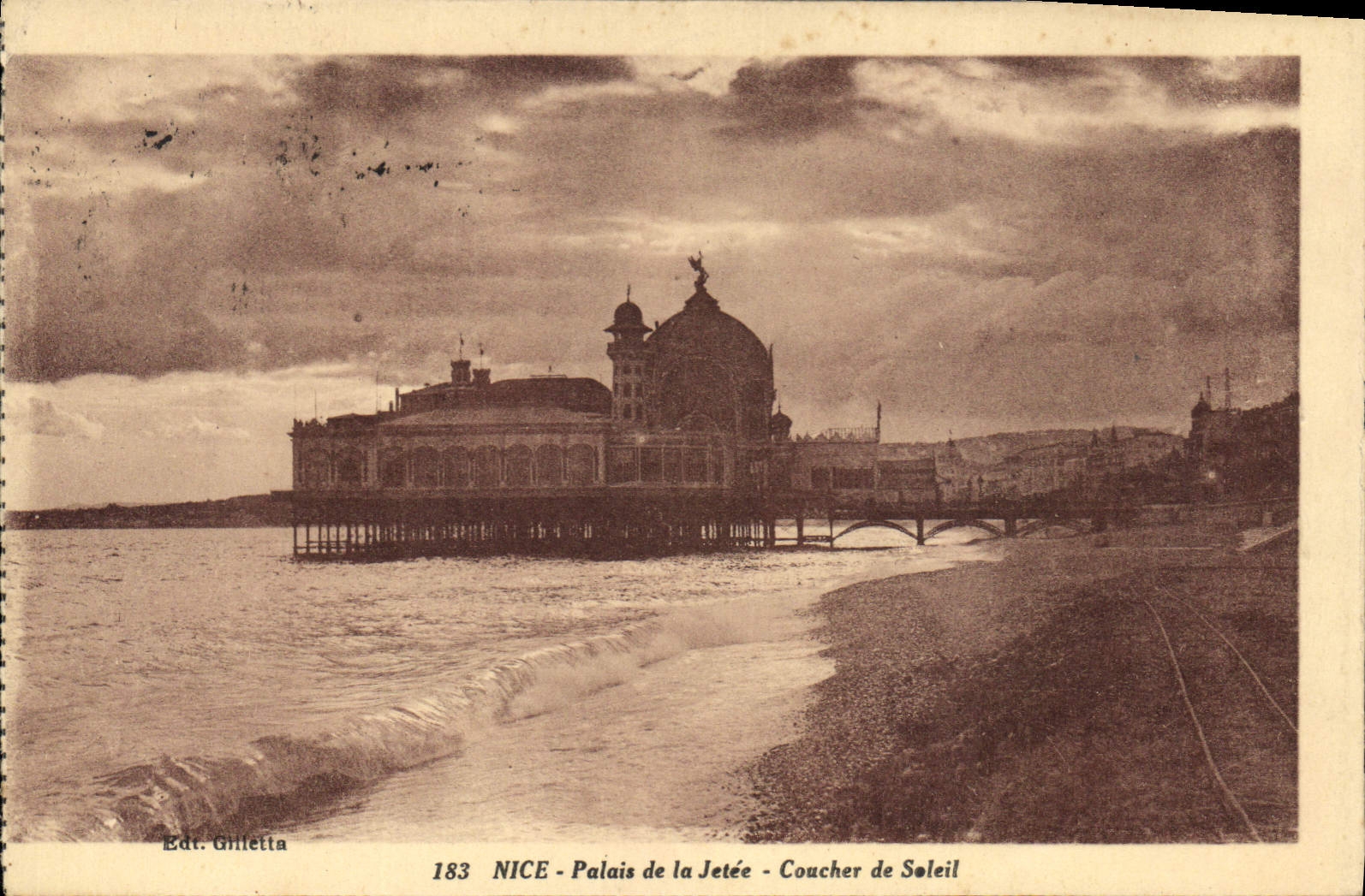 CPA Nice Palais de la Jetee Coucher de Soleil