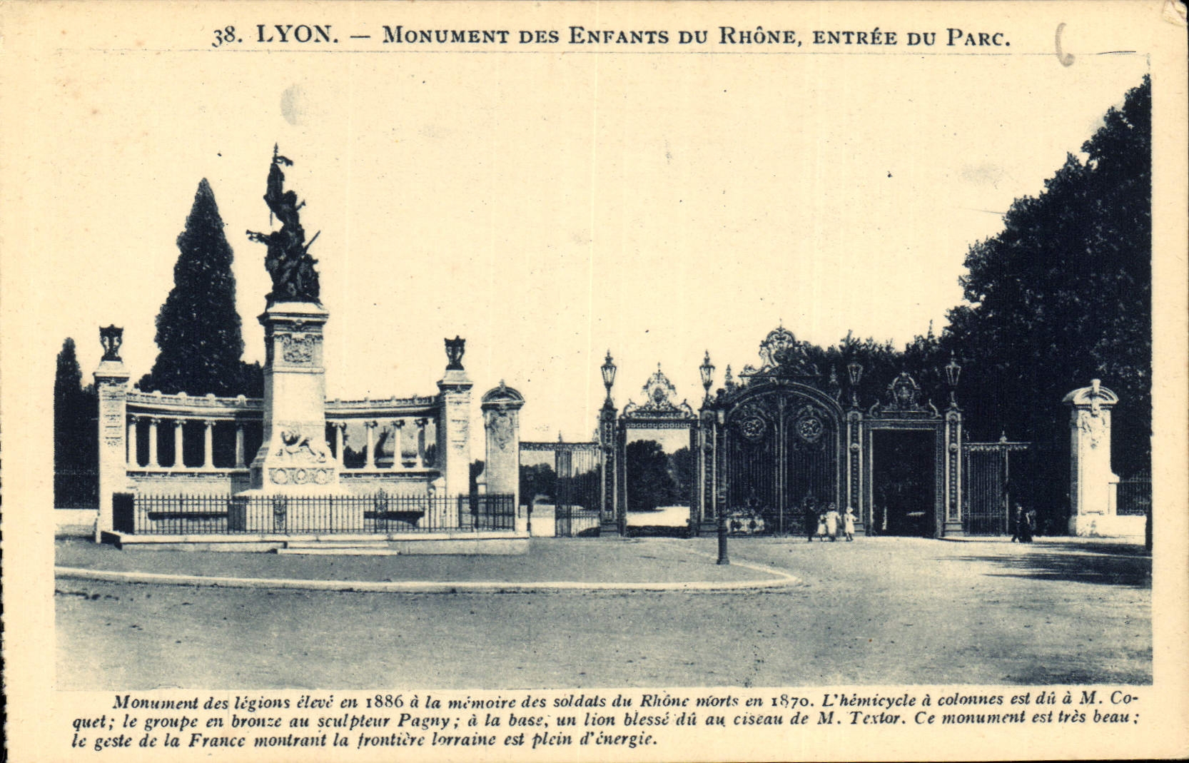 CPA Lyon Monument des Enfants du Rhone Entree du Parc