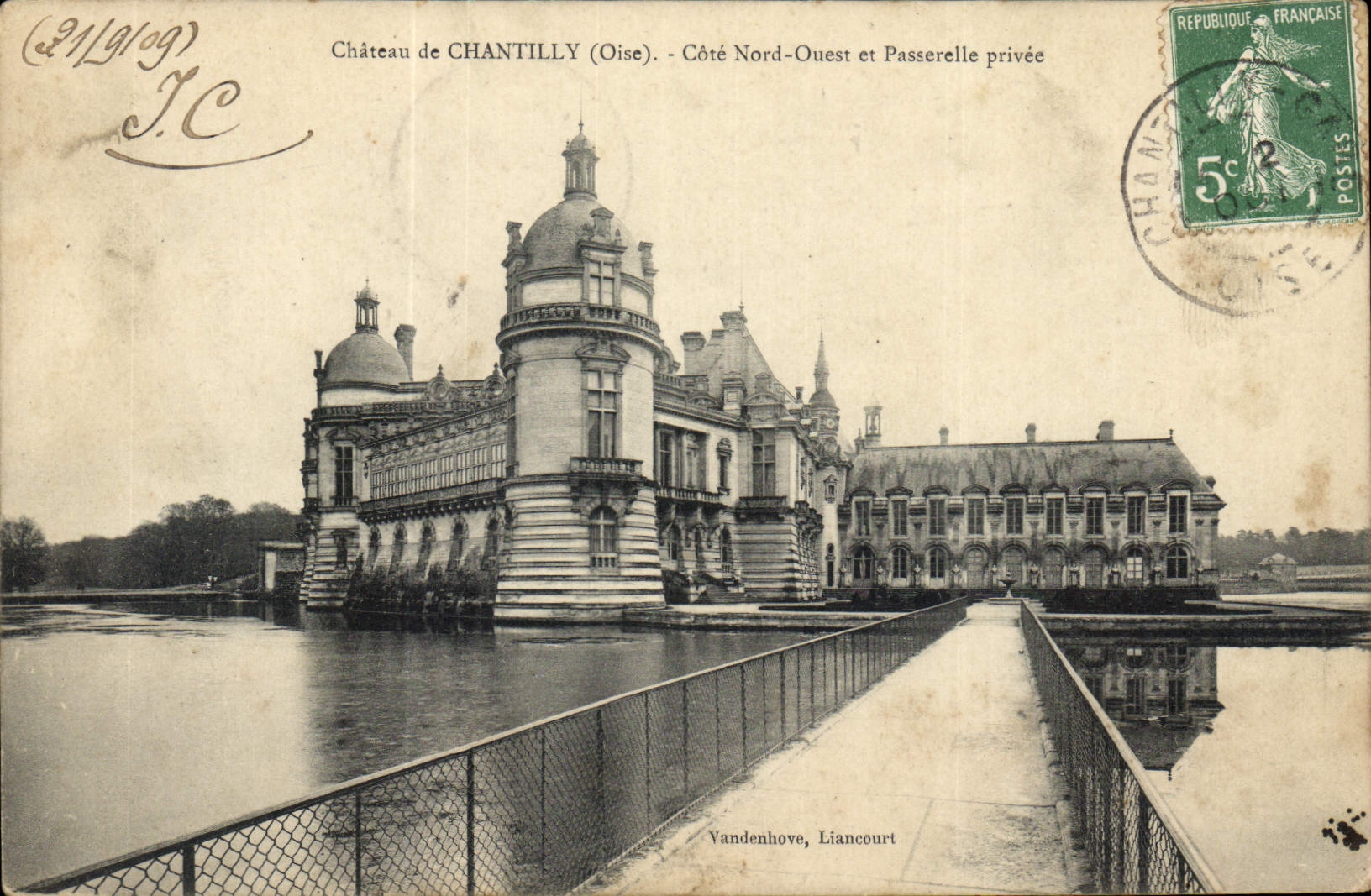 CPA Chateau de Chantilly Oise Cote Nord Ouest et Passerelle privee