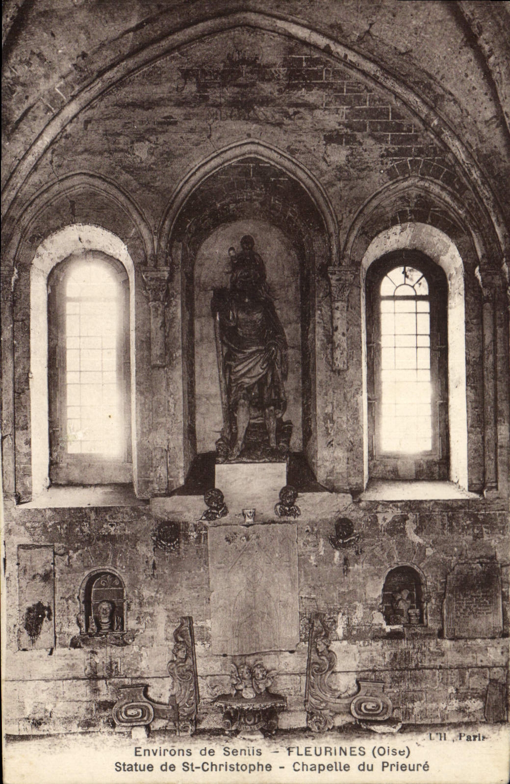CPA Environs de Senils Fleurines Oise Statue de St Christophe Chapelle du Prieure 