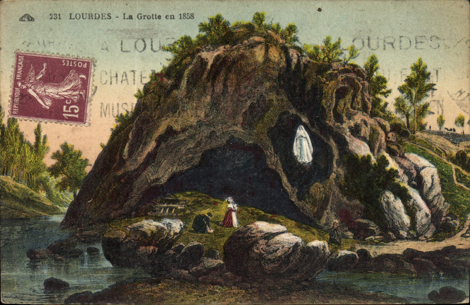 CPA Lourdes La Grotte en 1858 