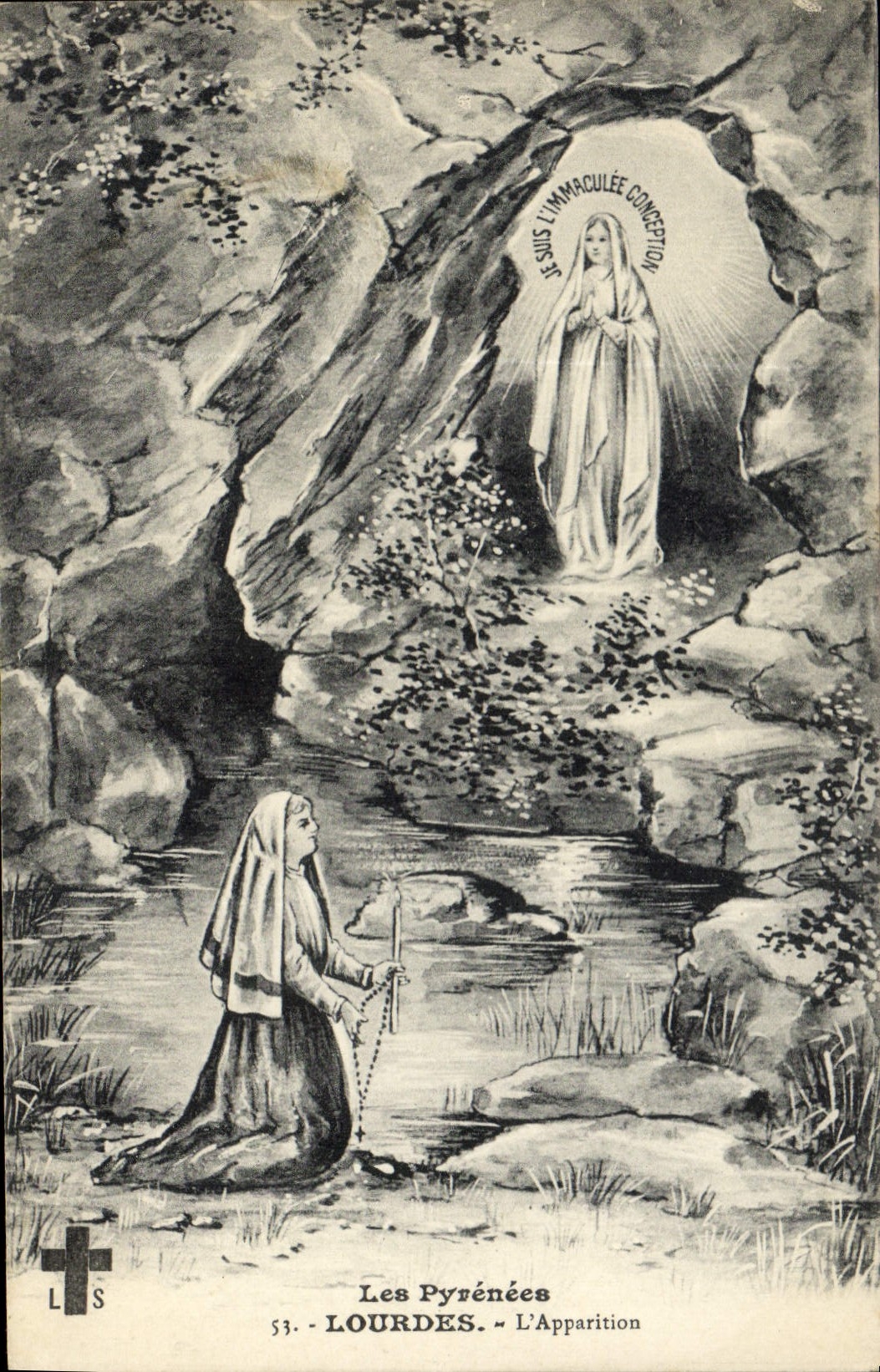CPA Les Pyrenees Lourdes L'Apparition 