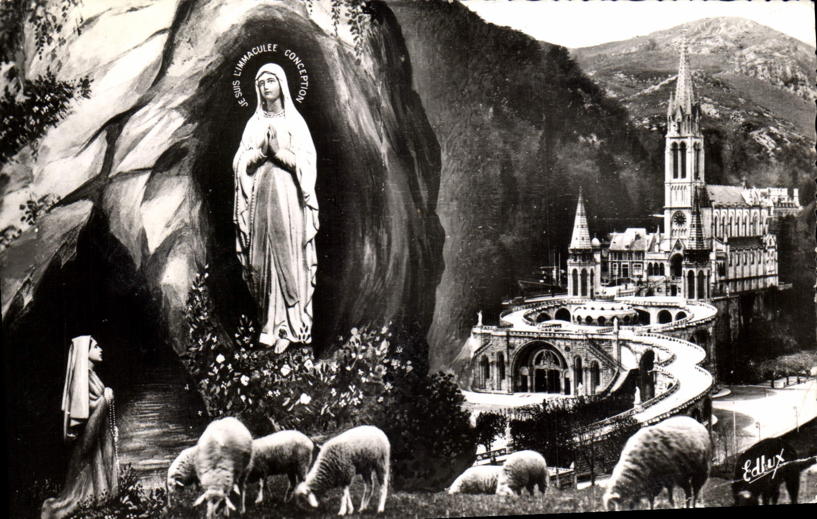 CPA Lourdes La Basilique et l'Apparition 