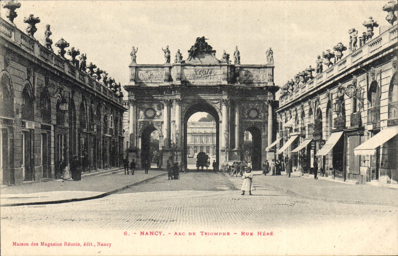 CPA Nancy Arc de Triomphe Rue Here 