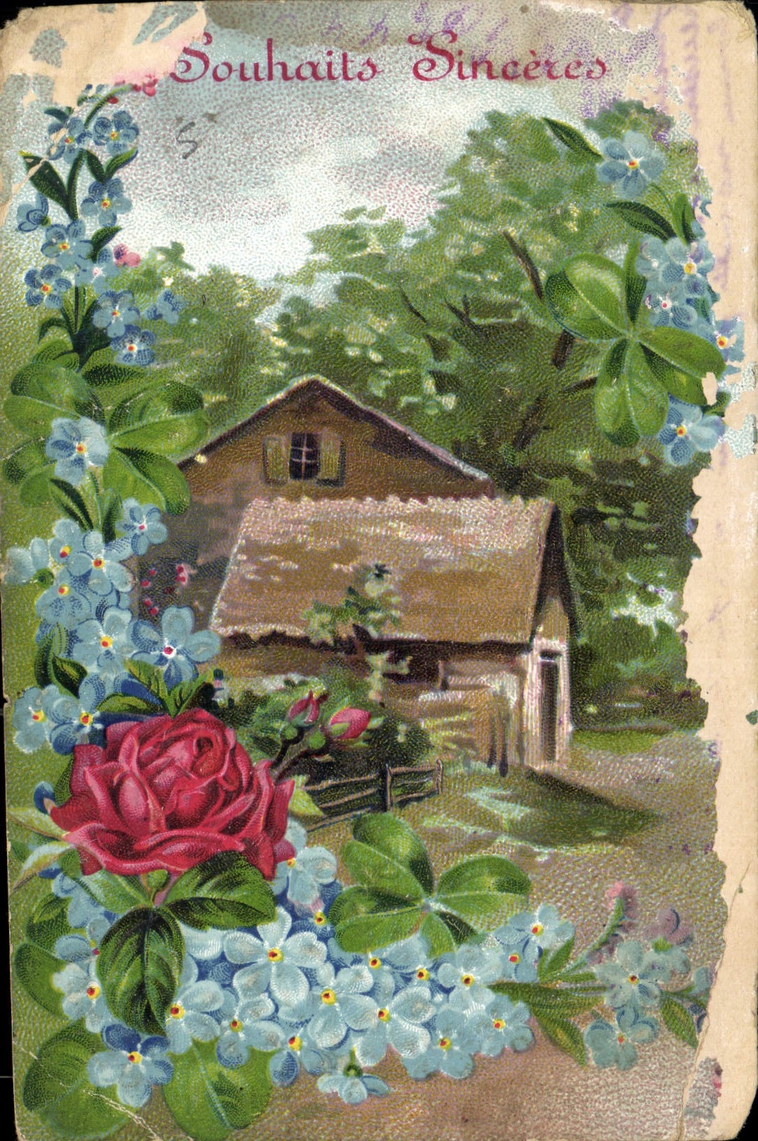 CPA Souhaits Sinceres Fleurs